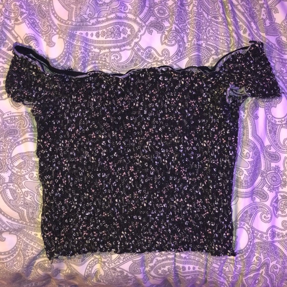 Garage - black floral smocked top (M) - Picture 3 of 3